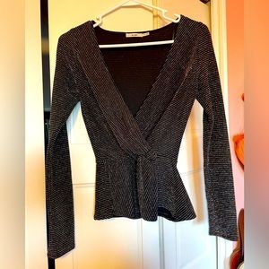 Black gold/silver striped top from Francesca’s